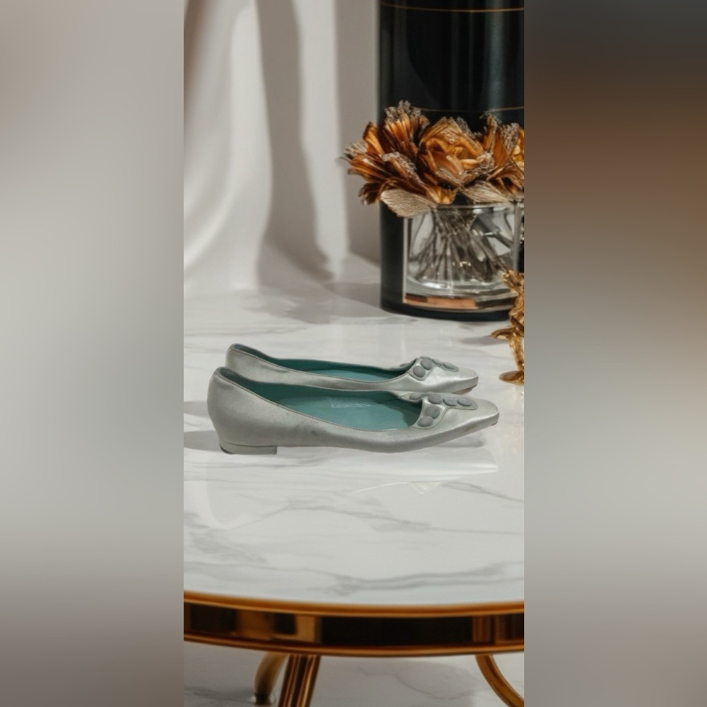 Manolo Blahnik Blue Flats with Sleek Design - Picture 3 of 5